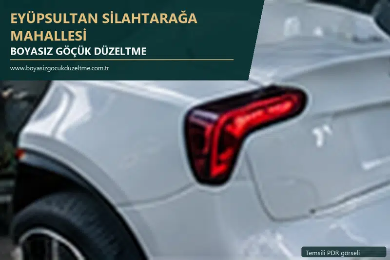 Eyüpsultan Silahtarağa Mahallesi hizmet rehberi için modern otomobil ve boyasız göçük incelemesini anlatan temsili görsel