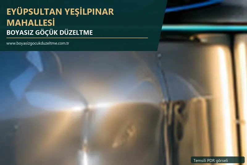 Eyüpsultan Yeşilpınar Mahallesi hizmet rehberi için modern otomobil ve boyasız göçük incelemesini anlatan temsili görsel