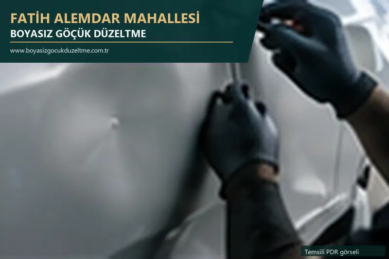 Fatih Alemdar Mahallesi hizmet rehberi için modern otomobil ve boyasız göçük incelemesini anlatan temsili görsel