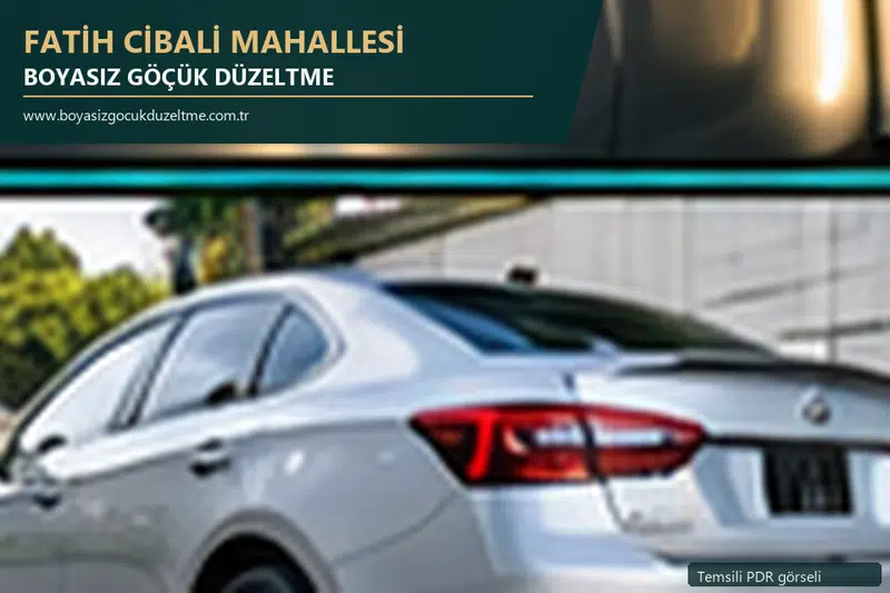 Fatih Cibali Mahallesi hizmet rehberi için modern otomobil ve boyasız göçük incelemesini anlatan temsili görsel