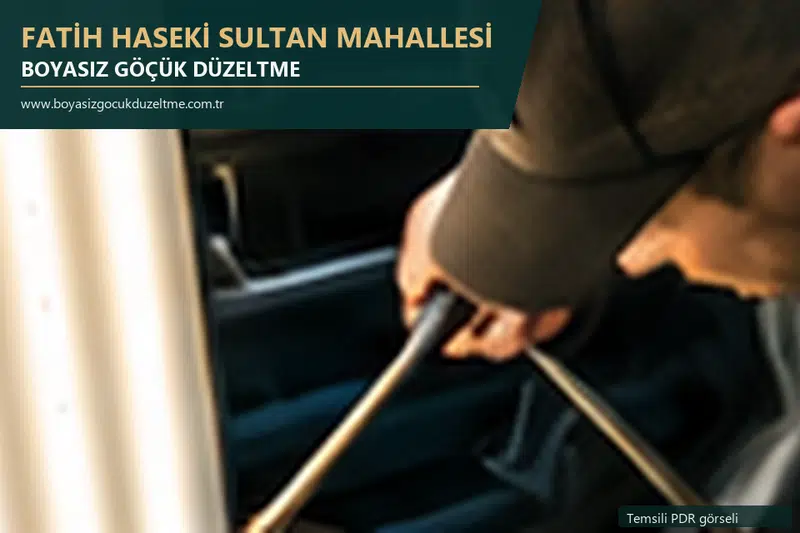 Fatih Haseki Sultan Mahallesi hizmet rehberi için modern otomobil ve boyasız göçük incelemesini anlatan temsili görsel