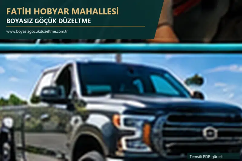 Fatih Hobyar Mahallesi hizmet rehberi için modern otomobil ve boyasız göçük incelemesini anlatan temsili görsel