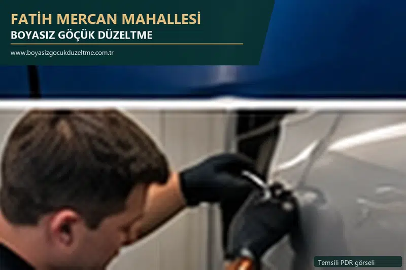 Fatih Mercan Mahallesi hizmet rehberi için modern otomobil ve boyasız göçük incelemesini anlatan temsili görsel