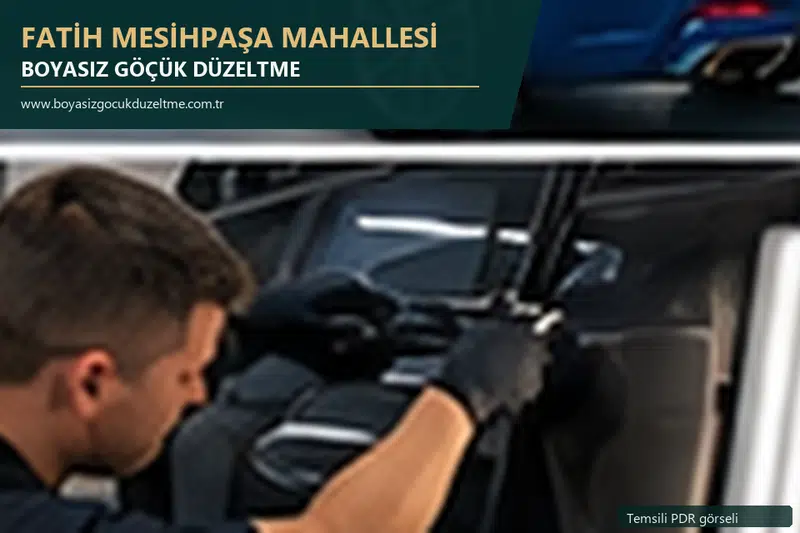 Fatih Mesihpaşa Mahallesi hizmet rehberi için modern otomobil ve boyasız göçük incelemesini anlatan temsili görsel