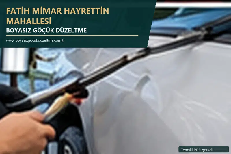 Fatih Mimar Hayrettin Mahallesi hizmet rehberi için modern otomobil ve boyasız göçük incelemesini anlatan temsili görsel