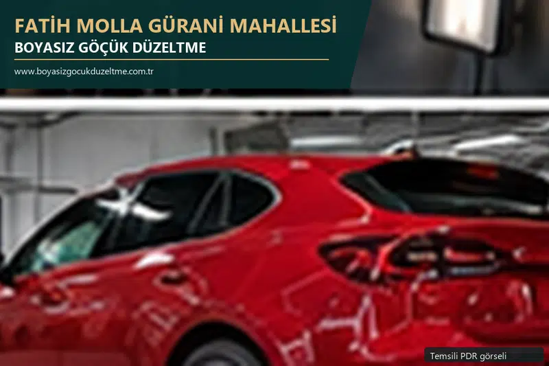 Fatih Molla Gürani Mahallesi hizmet rehberi için modern otomobil ve boyasız göçük incelemesini anlatan temsili görsel