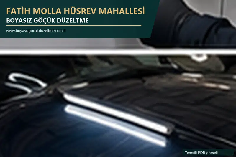 Fatih Molla Hüsrev Mahallesi hizmet rehberi için modern otomobil ve boyasız göçük incelemesini anlatan temsili görsel