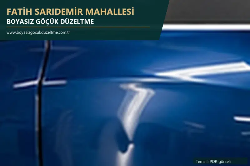 Fatih Sarıdemir Mahallesi hizmet rehberi için modern otomobil ve boyasız göçük incelemesini anlatan temsili görsel