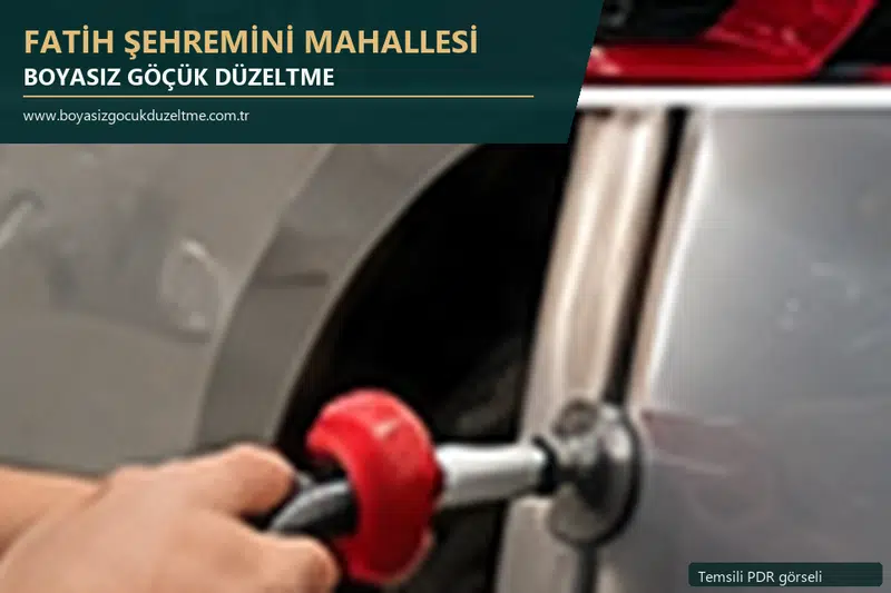 Fatih Şehremini Mahallesi hizmet rehberi için modern otomobil ve boyasız göçük incelemesini anlatan temsili görsel