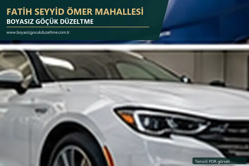 Fatih Seyyid Ömer Mahallesi hizmet rehberi için modern otomobil ve boyasız göçük incelemesini anlatan temsili görsel