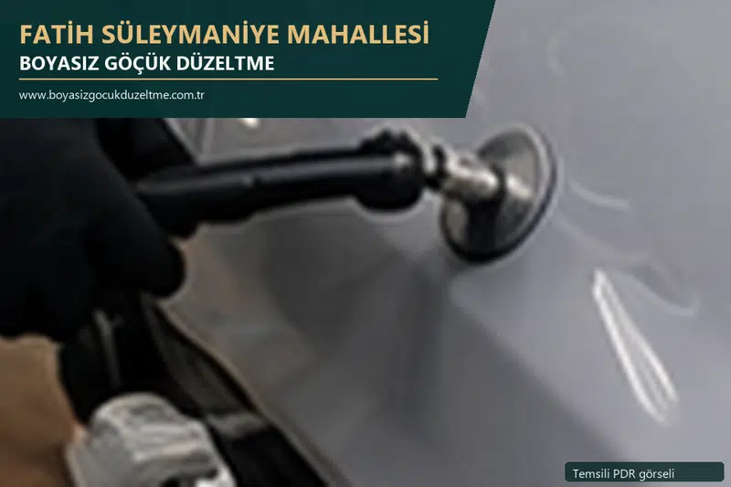 Fatih Süleymaniye Mahallesi hizmet rehberi için modern otomobil ve boyasız göçük incelemesini anlatan temsili görsel