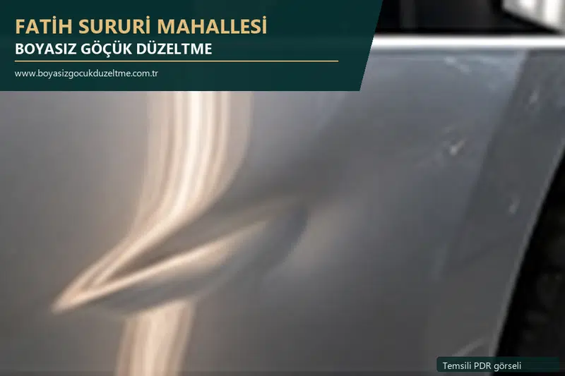 Fatih Sururi Mahallesi hizmet rehberi için modern otomobil ve boyasız göçük incelemesini anlatan temsili görsel