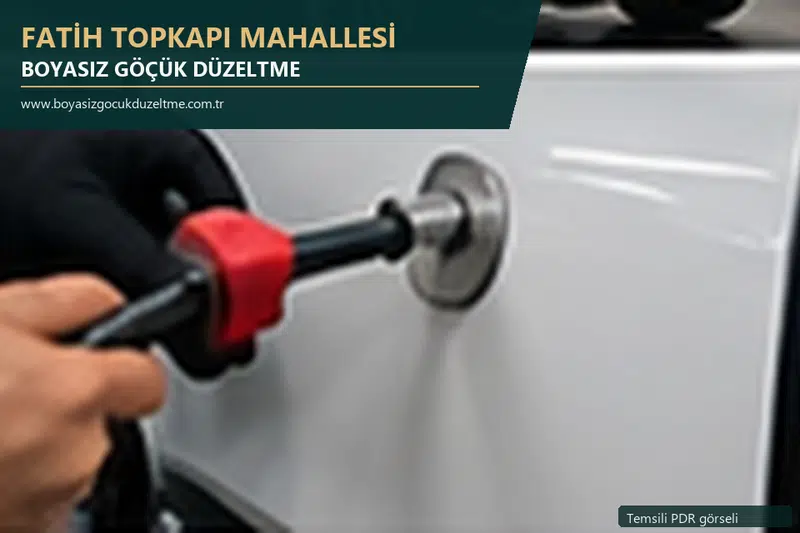 Fatih Topkapı Mahallesi hizmet rehberi için modern otomobil ve boyasız göçük incelemesini anlatan temsili görsel