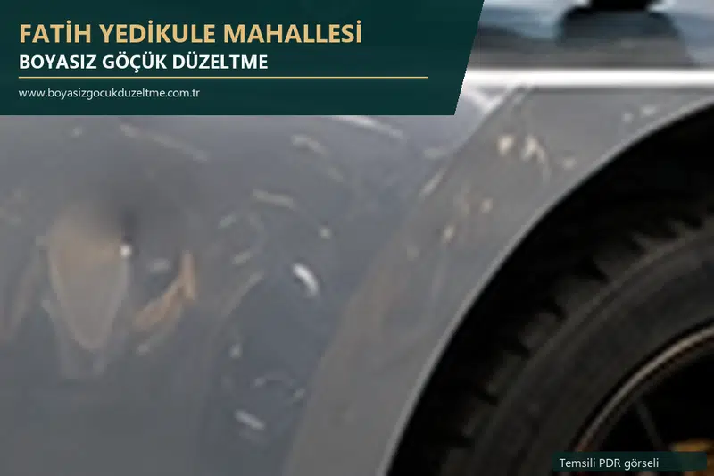 Fatih Yedikule Mahallesi hizmet rehberi için modern otomobil ve boyasız göçük incelemesini anlatan temsili görsel
