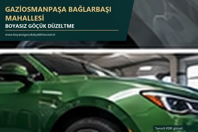 Gaziosmanpaşa Bağlarbaşı Mahallesi hizmet rehberi için modern otomobil ve boyasız göçük incelemesini anlatan temsili görsel