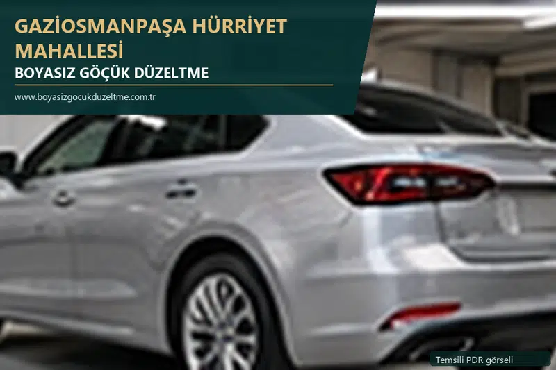 Gaziosmanpaşa Hürriyet Mahallesi hizmet rehberi için modern otomobil ve boyasız göçük incelemesini anlatan temsili görsel