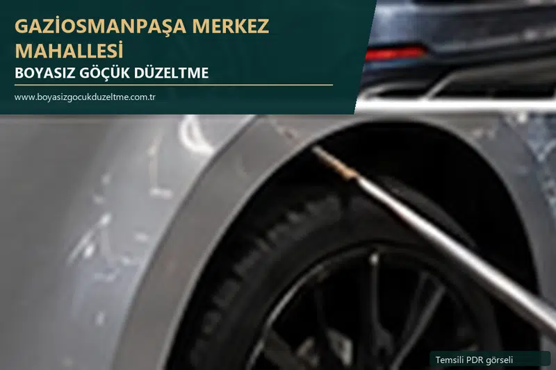 Gaziosmanpaşa Merkez Mahallesi hizmet rehberi için modern otomobil ve boyasız göçük incelemesini anlatan temsili görsel
