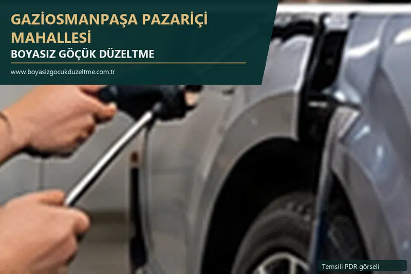 Gaziosmanpaşa Pazariçi Mahallesi hizmet rehberi için modern otomobil ve boyasız göçük incelemesini anlatan temsili görsel