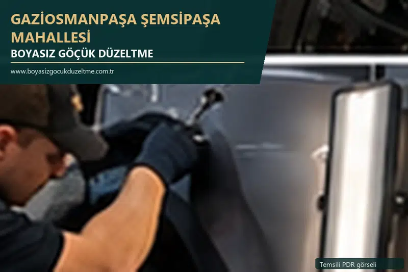 Gaziosmanpaşa Şemsipaşa Mahallesi hizmet rehberi için modern otomobil ve boyasız göçük incelemesini anlatan temsili görsel