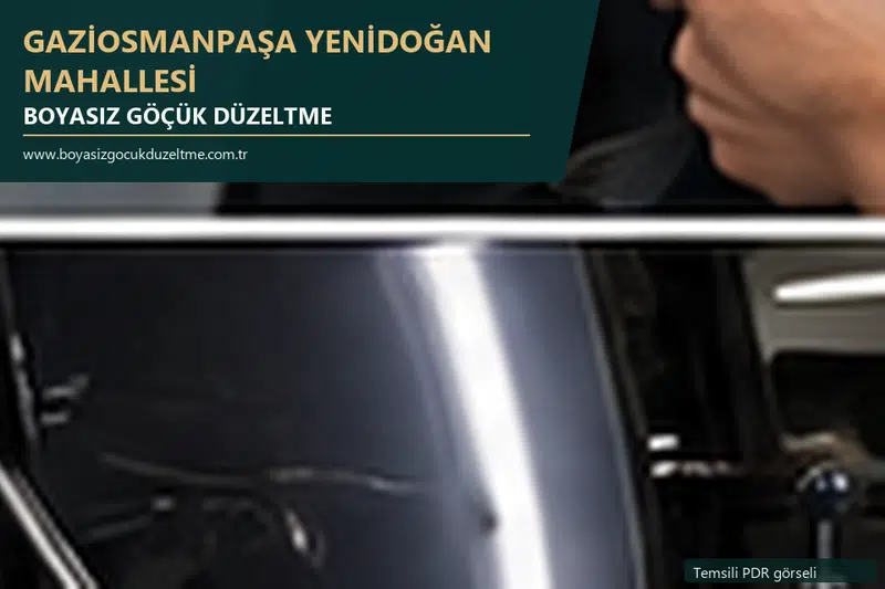 Gaziosmanpaşa Yenidoğan Mahallesi hizmet rehberi için modern otomobil ve boyasız göçük incelemesini anlatan temsili görsel