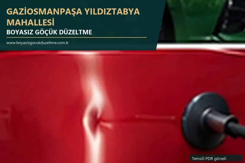 Gaziosmanpaşa Yıldıztabya Mahallesi hizmet rehberi için modern otomobil ve boyasız göçük incelemesini anlatan temsili görsel