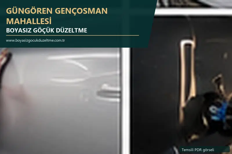 Güngören Gençosman Mahallesi hizmet rehberi için modern otomobil ve boyasız göçük incelemesini anlatan temsili görsel