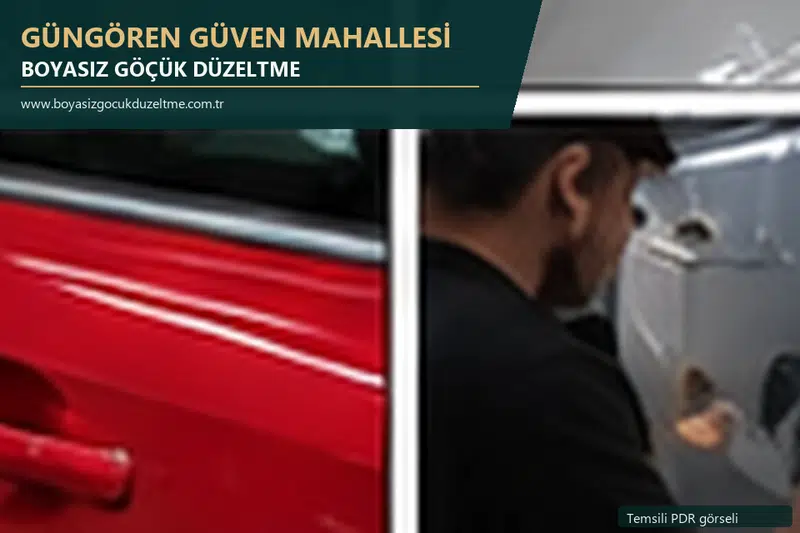 Güngören Güven Mahallesi sabit nokta ve mobil PDR randevusunu anlatan temsili otomobil hizmeti görseli