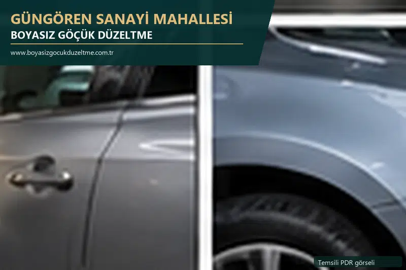 Güngören Sanayi Mahallesi sabit nokta ve mobil PDR randevusunu anlatan temsili otomobil hizmeti görseli