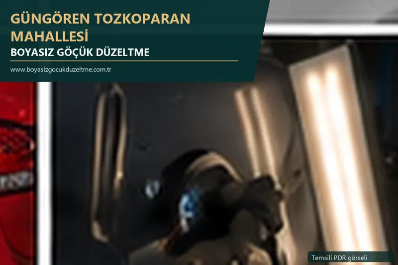 Güngören Tozkoparan Mahallesi hizmet rehberi için modern otomobil ve boyasız göçük incelemesini anlatan temsili görsel