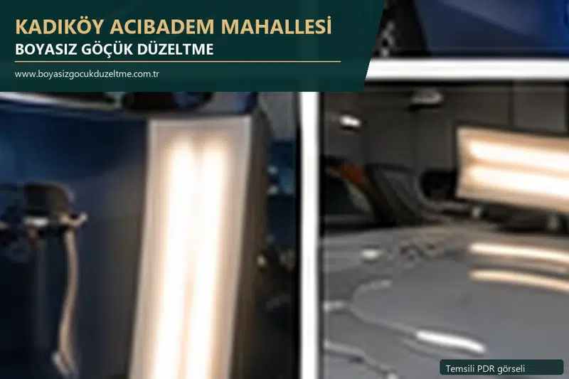 Kadıköy Acıbadem Mahallesi hizmet rehberi için modern otomobil ve boyasız göçük incelemesini anlatan temsili görsel