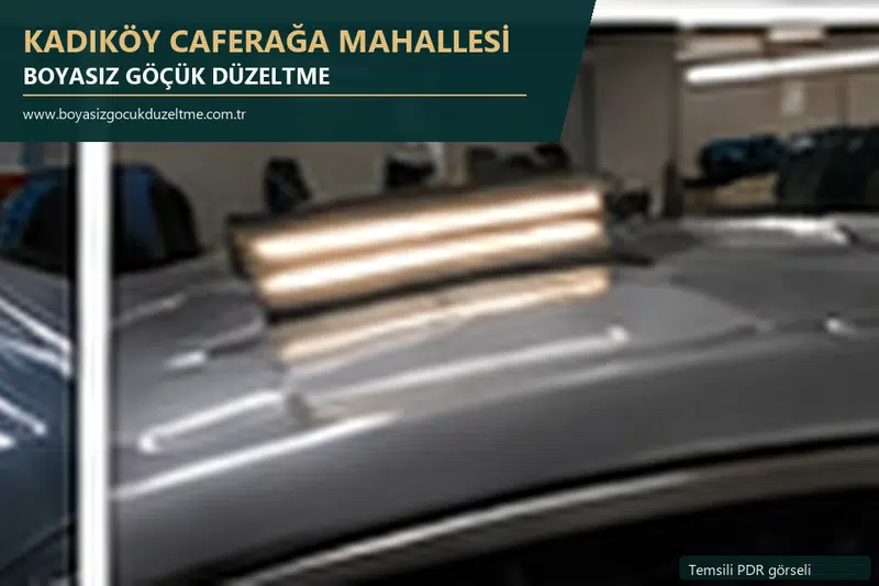 Kadıköy Caferağa Mahallesi hizmet rehberi için modern otomobil ve boyasız göçük incelemesini anlatan temsili görsel