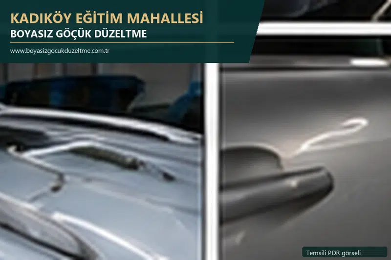 Kadıköy Eğitim Mahallesi hizmet rehberi için modern otomobil ve boyasız göçük incelemesini anlatan temsili görsel