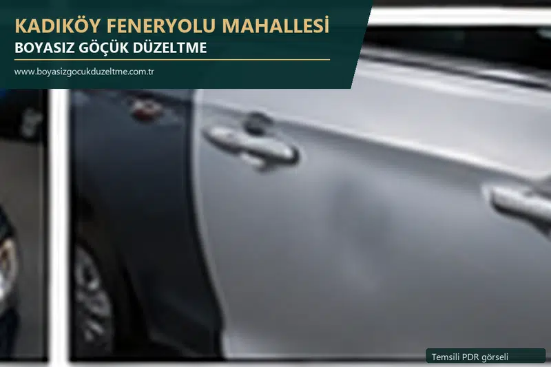 Kadıköy Feneryolu Mahallesi hizmet rehberi için modern otomobil ve boyasız göçük incelemesini anlatan temsili görsel