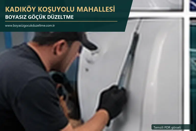Kadıköy Koşuyolu Mahallesi hizmet rehberi için modern otomobil ve boyasız göçük incelemesini anlatan temsili görsel