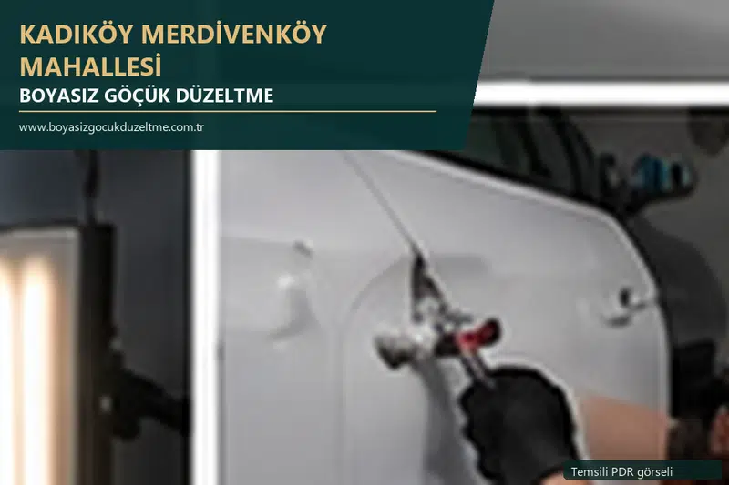 Kadıköy Merdivenköy Mahallesi hizmet rehberi için modern otomobil ve boyasız göçük incelemesini anlatan temsili görsel