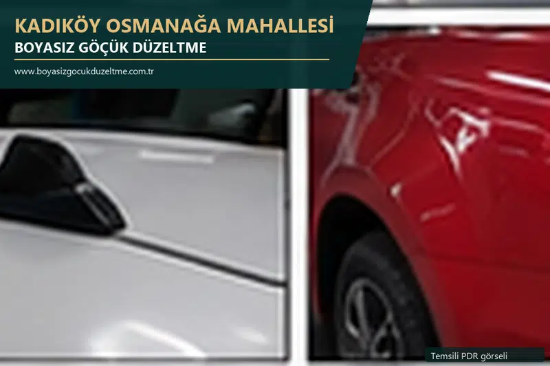 Kadıköy Osmanağa Mahallesi hizmet rehberi için modern otomobil ve boyasız göçük incelemesini anlatan temsili görsel