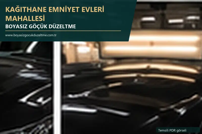 Kağıthane Emniyet Evleri Mahallesi hizmet rehberi için modern otomobil ve boyasız göçük incelemesini anlatan temsili görsel