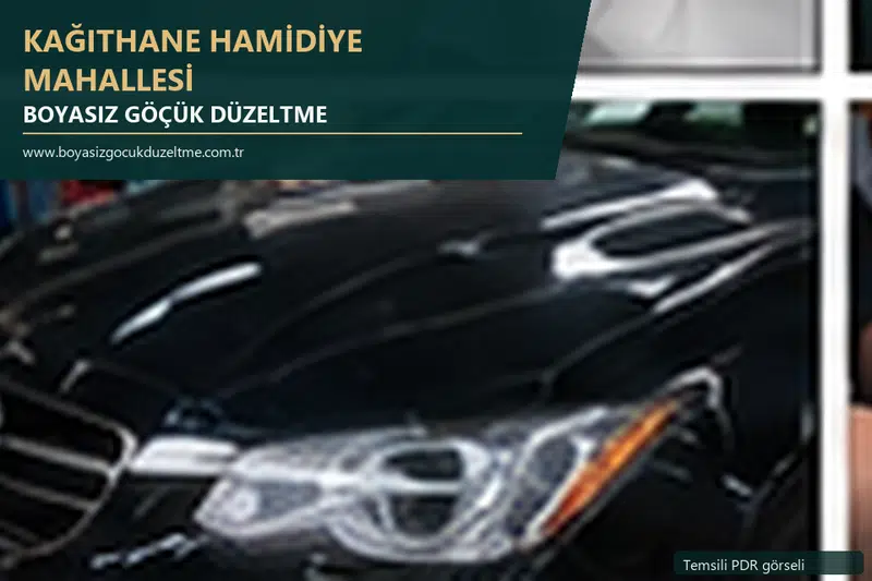 Kağıthane Hamidiye Mahallesi hizmet rehberi için modern otomobil ve boyasız göçük incelemesini anlatan temsili görsel