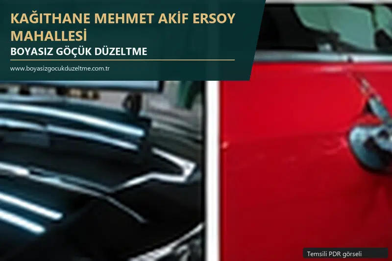 Kağıthane Mehmet Akif Ersoy Mahallesi hizmet rehberi için modern otomobil ve boyasız göçük incelemesini anlatan temsili görsel