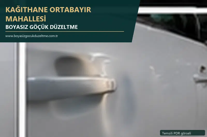 Kağıthane Ortabayır Mahallesi hizmet rehberi için modern otomobil ve boyasız göçük incelemesini anlatan temsili görsel