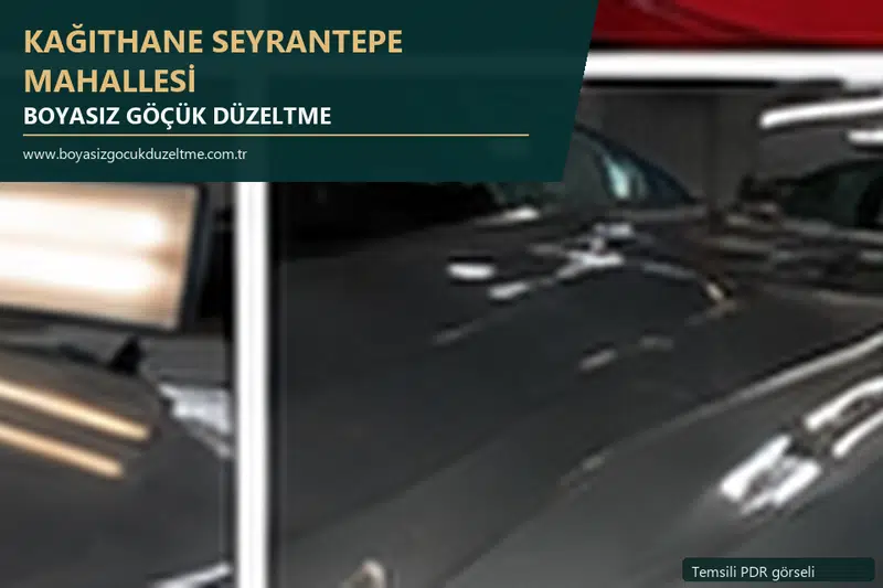 Kağıthane Seyrantepe Mahallesi hizmet rehberi için modern otomobil ve boyasız göçük incelemesini anlatan temsili görsel