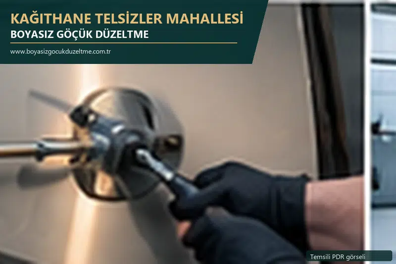Kağıthane Telsizler Mahallesi hizmet rehberi için modern otomobil ve boyasız göçük incelemesini anlatan temsili görsel