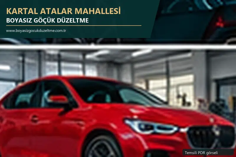 Kartal Atalar Mahallesi hizmet rehberi için modern otomobil ve boyasız göçük incelemesini anlatan temsili görsel