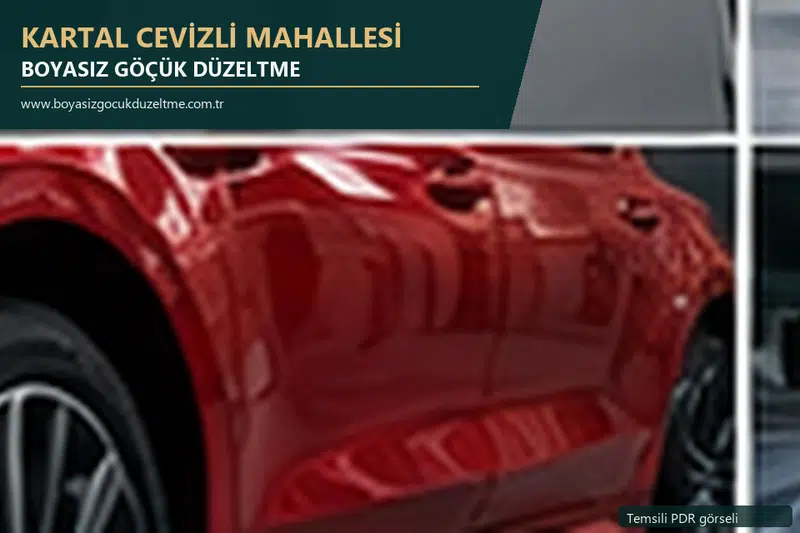 Kartal Cevizli Mahallesi hizmet rehberi için modern otomobil ve boyasız göçük incelemesini anlatan temsili görsel