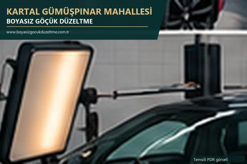 Kartal Gümüşpınar Mahallesi hizmet rehberi için modern otomobil ve boyasız göçük incelemesini anlatan temsili görsel