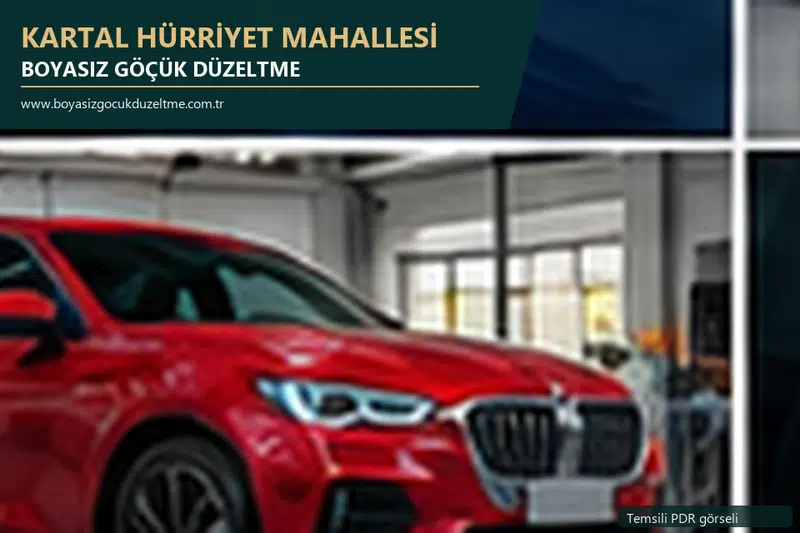Kartal Hürriyet Mahallesi hizmet rehberi için modern otomobil ve boyasız göçük incelemesini anlatan temsili görsel