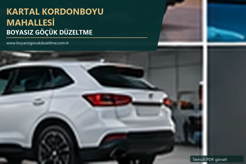 Kartal Kordonboyu Mahallesi hizmet rehberi için modern otomobil ve boyasız göçük incelemesini anlatan temsili görsel