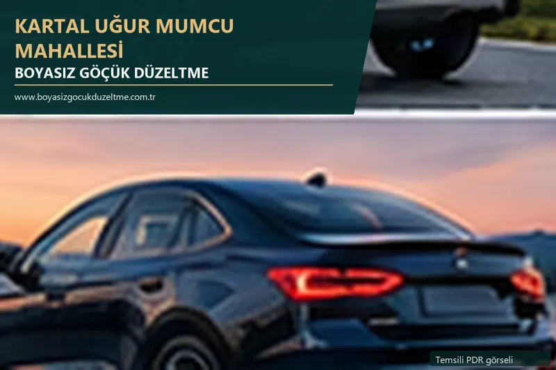 Kartal Uğur Mumcu Mahallesi hizmet rehberi için modern otomobil ve boyasız göçük incelemesini anlatan temsili görsel