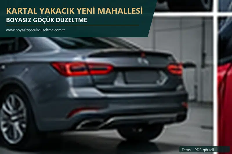 Kartal Yakacık Yeni Mahallesi hizmet rehberi için modern otomobil ve boyasız göçük incelemesini anlatan temsili görsel