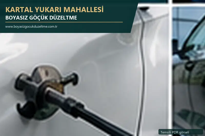 Kartal Yukarı Mahallesi hizmet rehberi için modern otomobil ve boyasız göçük incelemesini anlatan temsili görsel